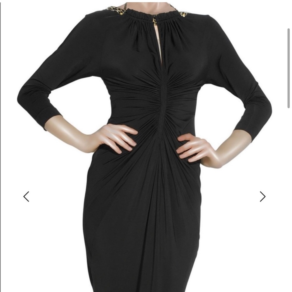 Just Cavalli Black Dress with Leopard Details